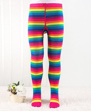 Cute Walk by Babyhug Anti Bacterial Footed Tights Striped - Multicolor