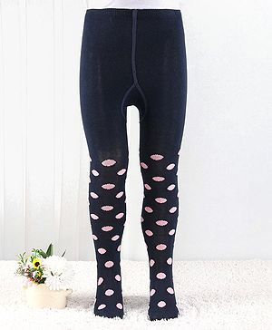 Cutewalk by Babyhug Anti Bacterial Footed Tights Spot Design - Navy Blue