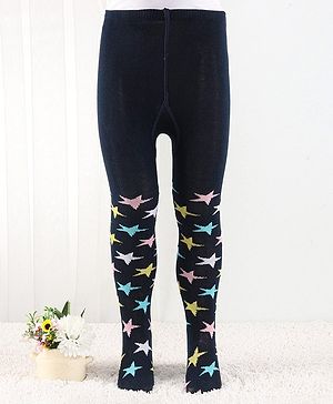 Cutewalk by Babyhug Anti Bacterial Footed Tights Star Design - Navy