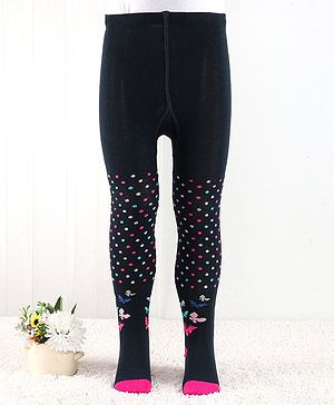 Cutewalk by Babyhug Anti Bacterial Footed Tights Polka Dots Design - Navy Blue