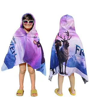 Sassoon Frozen Terry Cotton Bath Pool Beach Hooded Towel Wrap for Kids - Purple