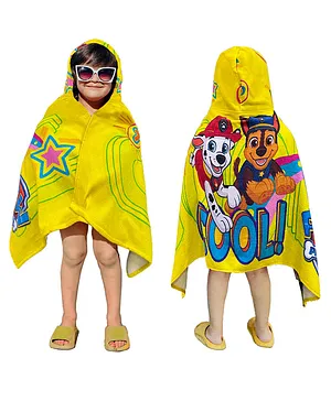 Sassoon Paw Patrol Terry Cotton Bath Pool Beach Hooded Towel Wrap for Kids - Yellow