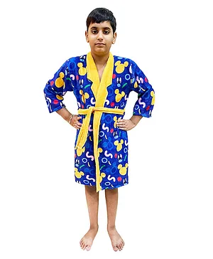 Sassoon Mickey Mouse Printed Cotton Bathrobe - Blue