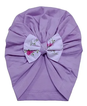 BABY Charm Bow Applique Embellished Gathered Cap - Purple