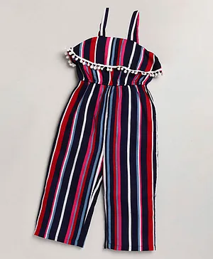 M'andy Cold Shoulder Sleeves Awning & Regency Striped Jumpsuit - Multi Colour