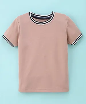 Rikidoos Half Sleeves Solid Tee - Peach
