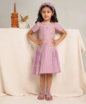 The Right Cut Lavender Chanderi Twinkle twinkle dress For Girl