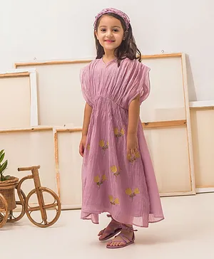 The Right Cut Lavender Chanderi Row row dress For Girl