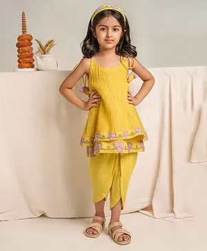 The Right Cut Yellow Chanderi My Sunshine set For Girl