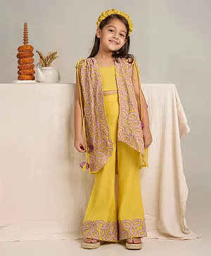 The Right Cut Yellow Chanderi Little duck set For Girl