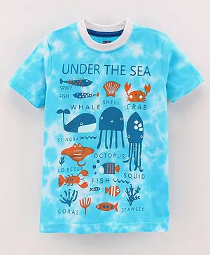 Under Fourteen Only Half Sleeves Under The Sea Life Printed Tee - Blue