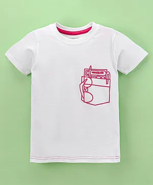 Under Fourteen Only Half Sleeves Pocket Printed Tee - White