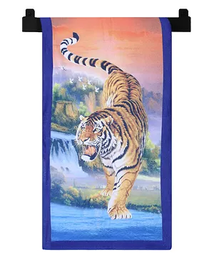 Kuber Industries Kids Bath Towel Soft Cotton & Sides Stitched Baby Towel Tiger Print - Yellow