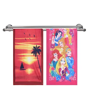Kuber Industries Cotton Super Absorbent Sunrise & Princess Print Bath Towel Pack of 2 - Multicolor