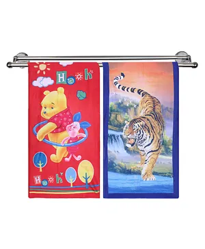 Kuber Industries Cotton Super Absorbent Pooh Piglet & Tiger Print Towel Toddler Pack of 2 - Multicolor