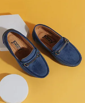 Jazzy Juniors Solid Chain Applique Party Wear Loafers - Navy Blue
