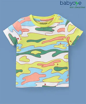 Babyoye  Eco Conscious 100% Cotton with Eco Jiva Finish Half Sleeves T-shirt Flag Print - Multicolour