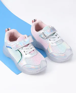 Cute Walk by Babyhug Holographic Sports Shoes with Velcro Closure - Silver