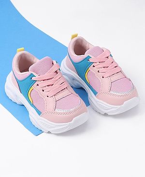 Cute Walk by Babyhug Color Block Sneakers with Velcro Closure - Pink