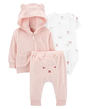 Carter's 3-Piece Terry Little Cardigan Set - Coral