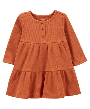 Carter's Knit Long Sleeve Tiered Thermal Dress With Bloomer - Orange