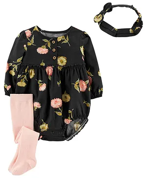 Carter's 3-Pack Bodysuit Headwrap and Stockings Set - Multicolour