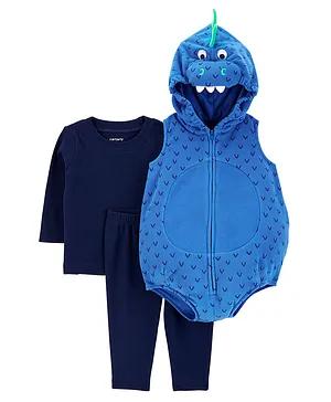 Carters Dinosaur Costume with 100% Cotton T-Shirt & Pant - Blue