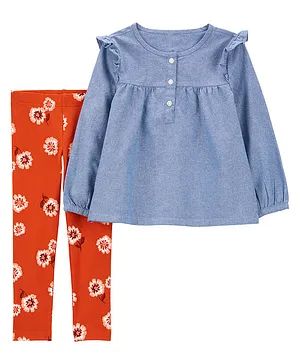 Carter's 2-Piece Chambray Top & Legging Set - Multicolour