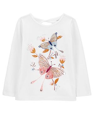 Carter's Butterfly Jersey Top - Ivory
