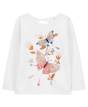 Carter's Butterfly Jersey Top - Ivory