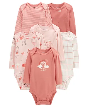 Carter's 6 Pack Long Sleeves Bodysuits - Coral