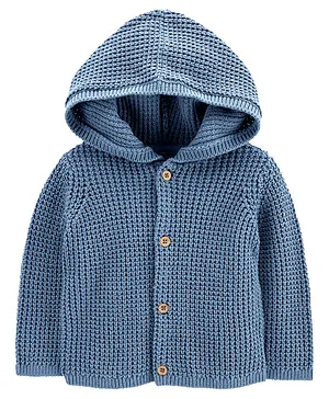 Carter's Hooded Cotton Cardigan - Blue