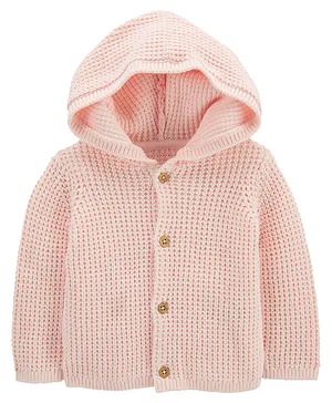 Carter's Hooded Cotton Cardigan - Coral