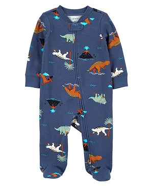 Carter's Dinosaurs 2-Way Zip Cotton Sleep & Play Pyjamas - Blue