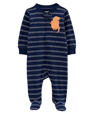 Carter's Dinosaur 2-Way Zip Cotton Sleep & Play Pyjamas - Navy Blue