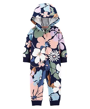 Carter's Floral Hooded French Terry Jumpsuit - Multicolour