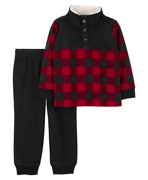 Carter's 2-Piece Buffalo Check Fleece & Jogger Set - Red & Black