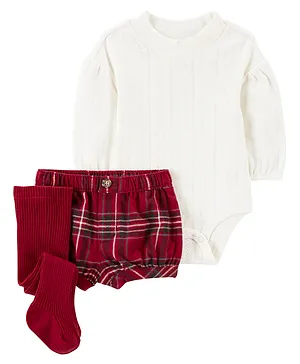 Carter's 3-Piece Holidays Bodysuit & Short Set - White & Red
