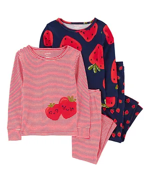 Carter's 4-Piece Strawberry 100% Snug Fit Cotton Pajamas - Red & Navy Blue