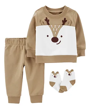 Carter's 3-Piece Reindeer Outfit Set - Beige