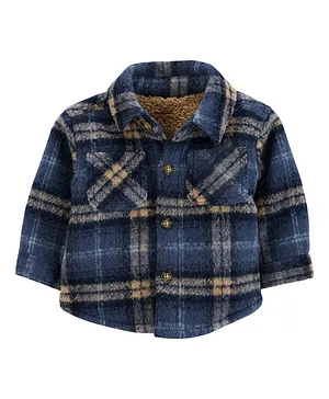 Carter's Full Sleeves Plaid Shacket Checkered - Navy Blue & Brown