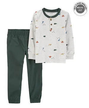 Carter's 2-Piece Dinosaur Henley Tee & Jogger Set - Green