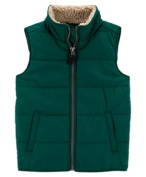 Carter's Sleeveless Zip Front Puffer Jacket - Green