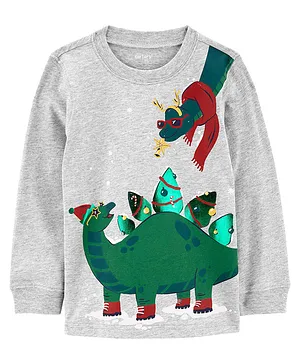 Carter's Christmas Dinosaur Jersey Tee - Grey