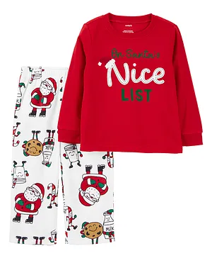 Carter's 2-Piece Santa Cookies Fleece Pajamas - Red