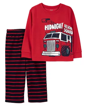 Carter's 2-Piece Firetruck Fleece Pajamas - Red