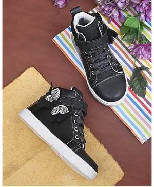 Briskers Glitter Sequin Butterfly Applique Shoes - Black