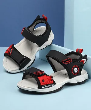 Cute Walk by Babyhug Sandals with Velcro Closure Transformers Badge Applique - Black