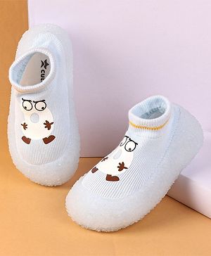 Cute Walk by Babyhug Cartoon Print Sock Shoes - Blue