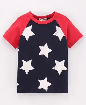 CrayonFlakes Half Raglan Sleeves Stars Printed Tee - Navy Blue